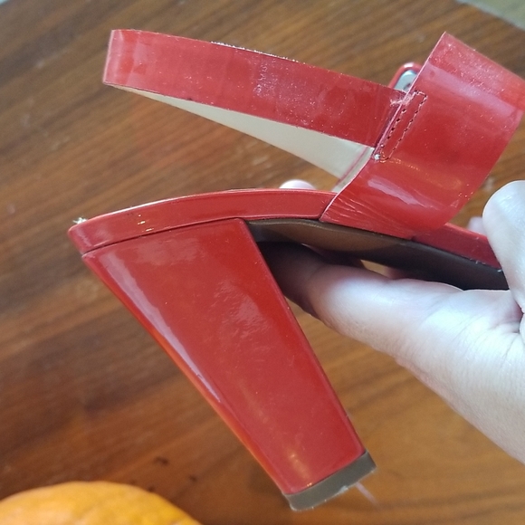 J crew orange red patent leather strappy heels - Picture 6 of 13